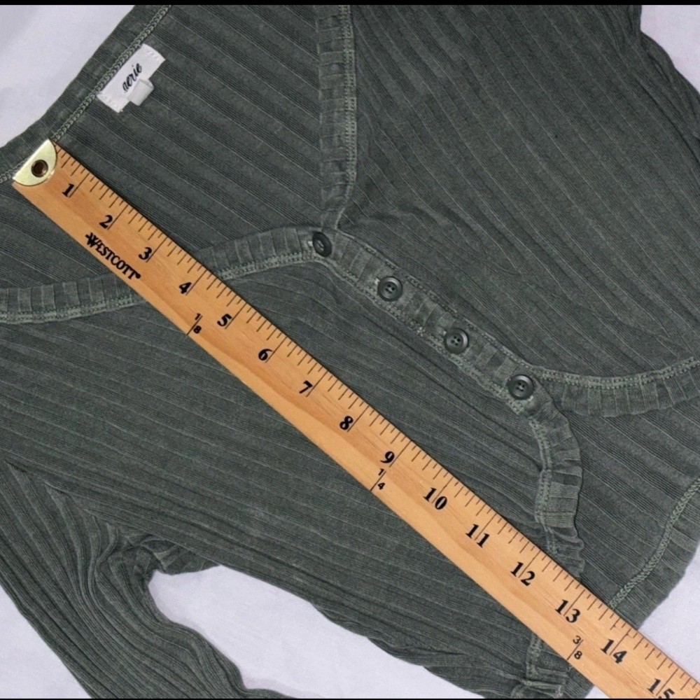 Aerie Ribbed Olive Cardigan - Picture 7 of 9